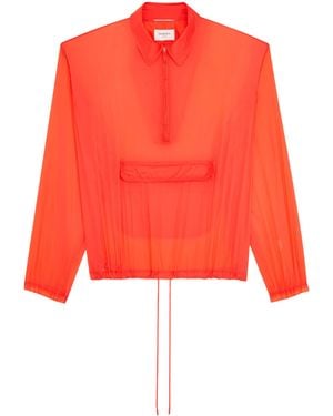Saint Laurent Nylon Cropped Windbreaker Jacket - Red