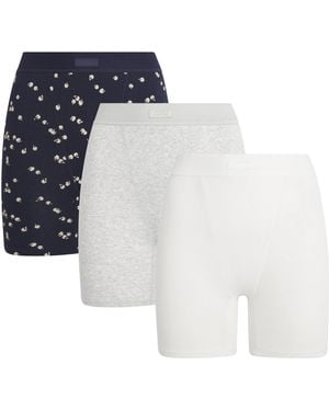 Skims Stretch-Cotton Ribbed Boxer Shorts - White