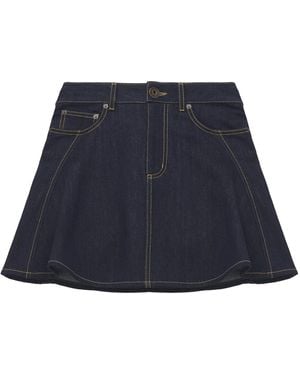 McQueen Flared Denim Mini Skirt - Blue