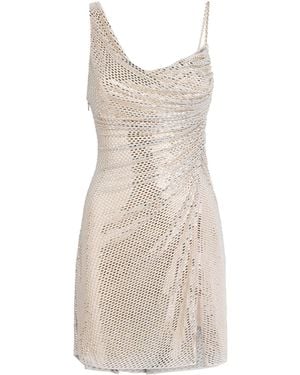 Self-Portrait Rhinestone Draped Mini Dress - Natural