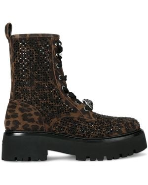 Kurt Geiger Suede Embellished Chelsea Perf Ankle Boots - Black
