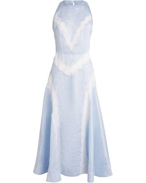 Sandro Lace-Panel Midi Dress - Blue