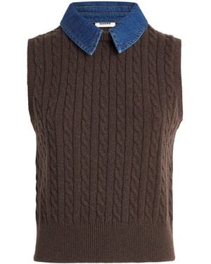 Sandro Wool-Blend Collared Sweater Vest - Brown