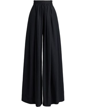 Ralph Lauren Cotton-Blend Poplin Vanessa Wide-Leg Pants - Black