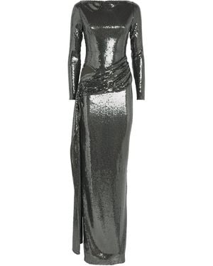 Alex Perry Sequin Drape-Detail Maxi Dress - Green