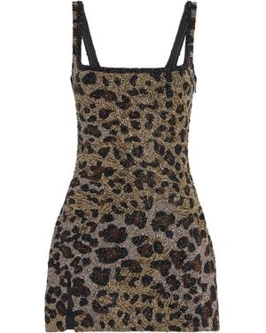 Clio Peppiatt Beaded Eartha Mini Dress - Brown