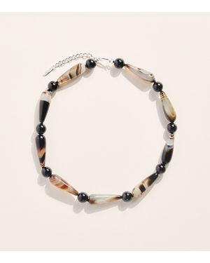 COMPLETEDWORKS And Banded Agate Beaded Necklace - Natural