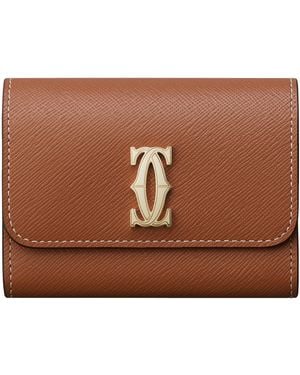 Cartier Mini Leather C De Wallet - Brown