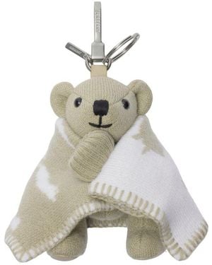 Burberry Iconic Thomas Bear Cashmere Wool Key Ring - White