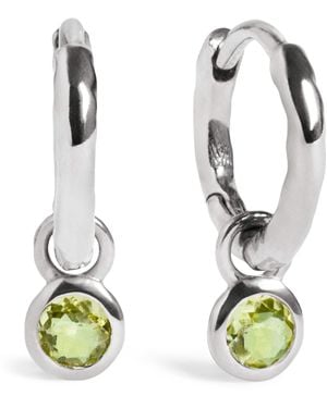 Monica Vinader Sterling And Peridot August Birthstone Huggie Earrings - White