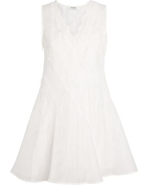 Sandro Linen-Blend Lace-Trim Dress - White