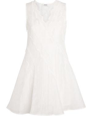 Sandro Linen-Blend Lace-Trim Dress - White