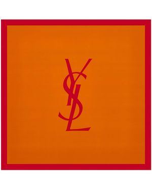 Saint Laurent Silk Cassandre Square Scarf - Orange