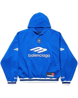 Balenciaga Oversized Logo Hoodie - Blue