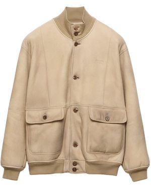 Prada Shearling Bomber Jacket - Natural