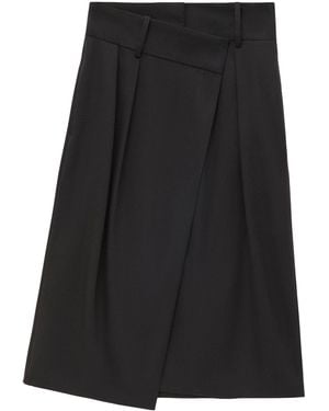 Loewe Cotton-Silk Gabardine Wrap Skirt - Black