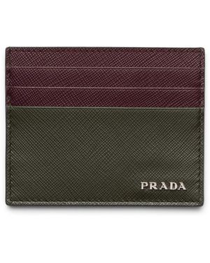 Prada Saffiano Leather Card Holder - Purple