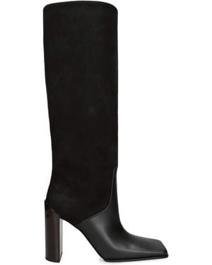 Alaïa Leather Suede-Trim Knee-High Boots 90 - Black