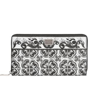 Dolce & Gabbana Grained Calfskin Majolica Zip-Around Wallet - Multicolor