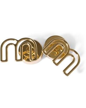 Miu Miu M Logo Stud Earrings - Metallic