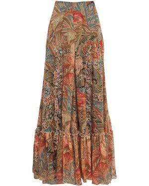 Etro Silk Printed Maxi Skirt - Brown