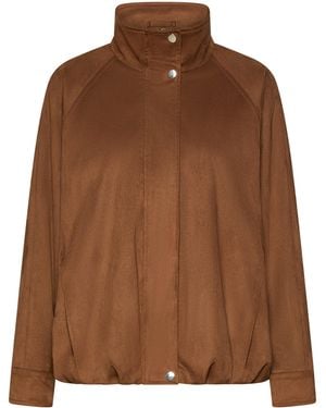 Marella High-Neck Jacket - Brown