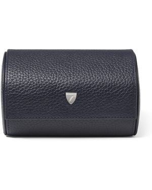 Aspinal of London Grained Leather Double Watch Box - Blue