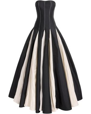 Marmar Halim Taffeta Contrast Paneled Gown - Black