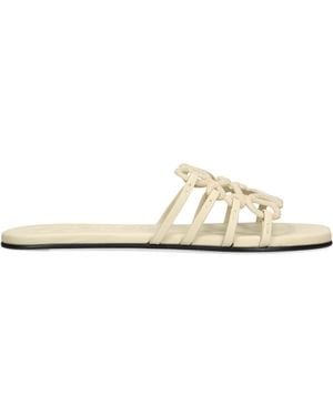 Loewe Leather Petal Anagram Slides - White