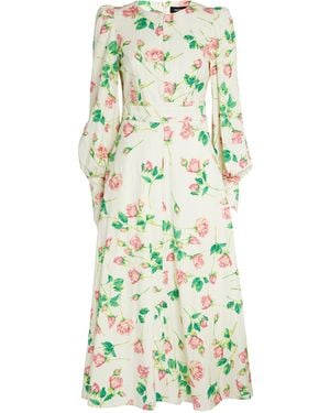 ME+EM Me+em Rose Print Midi Dress - Green