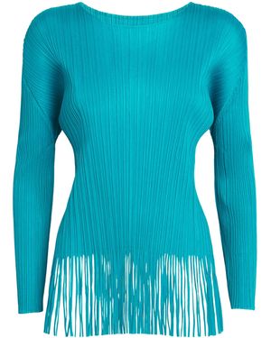 Pleats Please Issey Miyake Wave Long-Sleeve Top - Blue