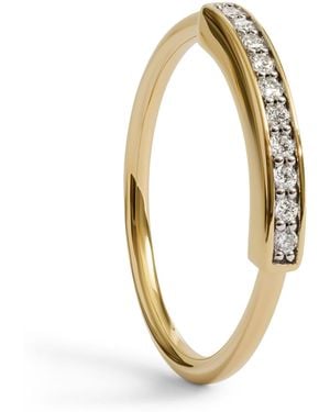 Monica Vinader Vermeil And Diamond Linear Stacking Ring - Metallic