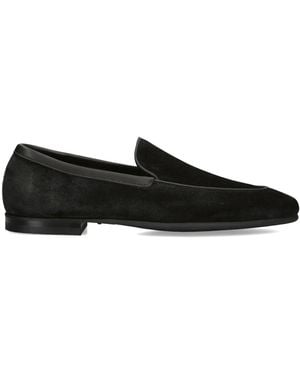 John Lobb Suede Tyne Ii Loafers - Black