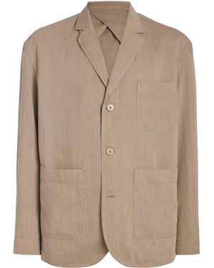Jacquemus Linen-Blend Boxy Blazer - Brown