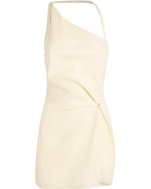 SIR. Linen Asymmetric Aria Mini Dress - Natural