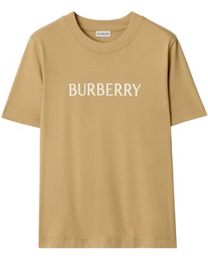 Burberry Cotton Logo T-Shirt - Natural