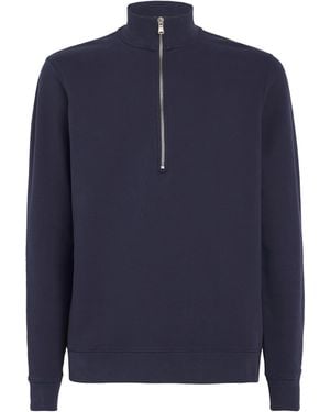 Sunspel Cotton Half-Zip Sweatshirt - Blue