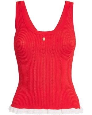 Sandro Knitted Lace-Trim Tank Top - Red