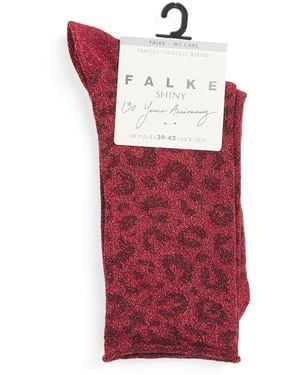 FALKE Shiny Leopard Socks - Red