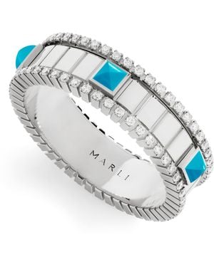 Marli New York Diamond And Life Spinning Ring - Blue