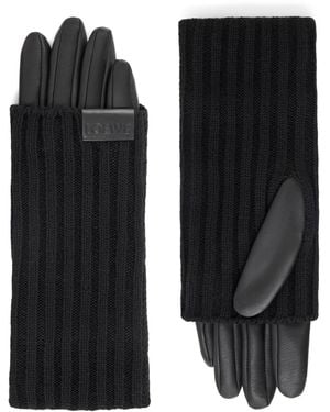 Loewe Cashmere-Leather Gloves - Black