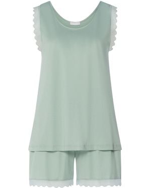 Hanro Cotton Sleeveless Short Inaya Pyjama Set - Green