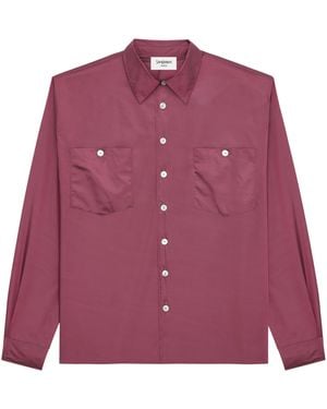 Saint Laurent Taffeta Twin-Pocket Shirt - Purple
