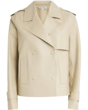 Veronica Beard Lambskin Heathcliff Trench Jacket - Natural