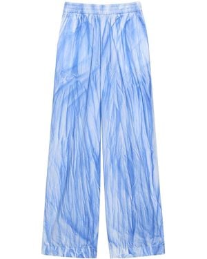 MAX&Co. Cotton Tie-Dye Straight Pants - Blue