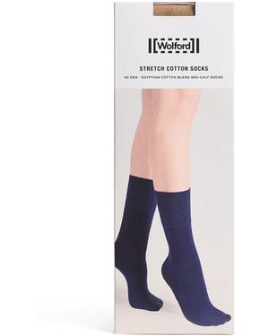 Wolford Stretch-Cotton Mid-Calf Socks - White