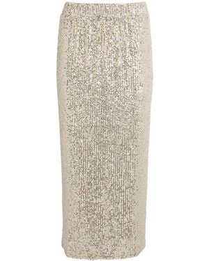 Weekend by Maxmara Sequinned Midi Skirt - Natural