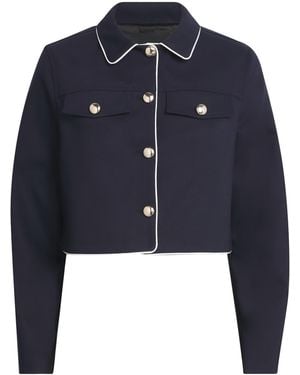 Maje Cotton-Blend Cropped Jacket - Blue