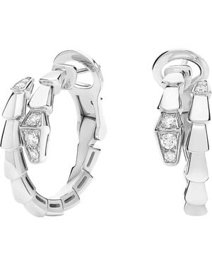 BVLGARI And Diamond Serpenti Viper Hoop Earrings - Metallic