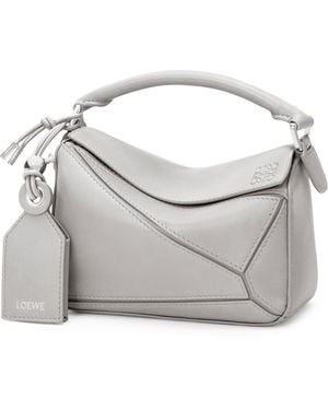 Loewe Mini Leather Puzzle Top-Handle Bag - White